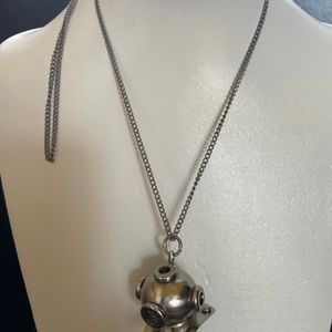 Divers Helmet Pendant and X Long Chain NWT